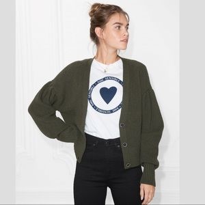 & Other Stories Olive Green Cardigan